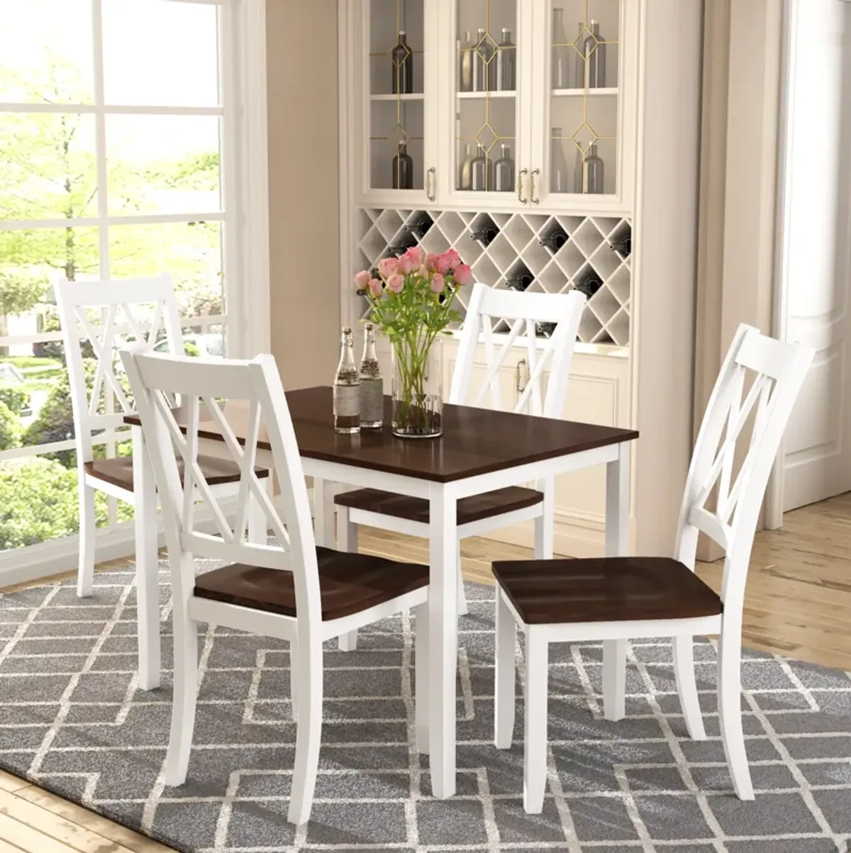 Merax Home Kitchen Dining Table Set with Chairs