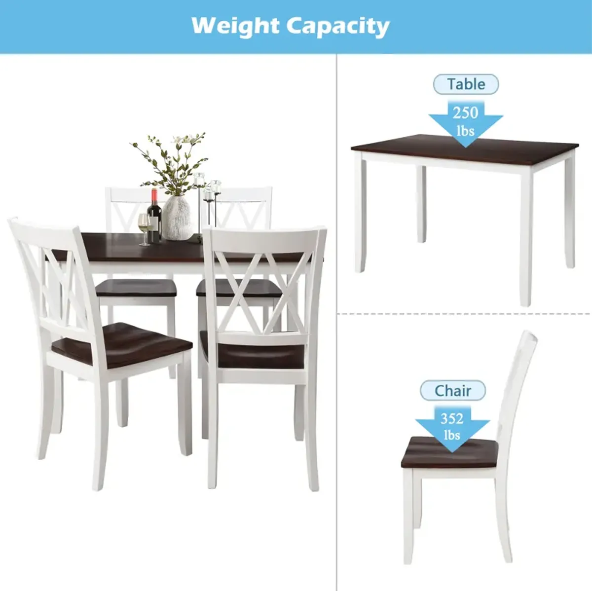 Merax Home Kitchen Dining Table Set with Chairs