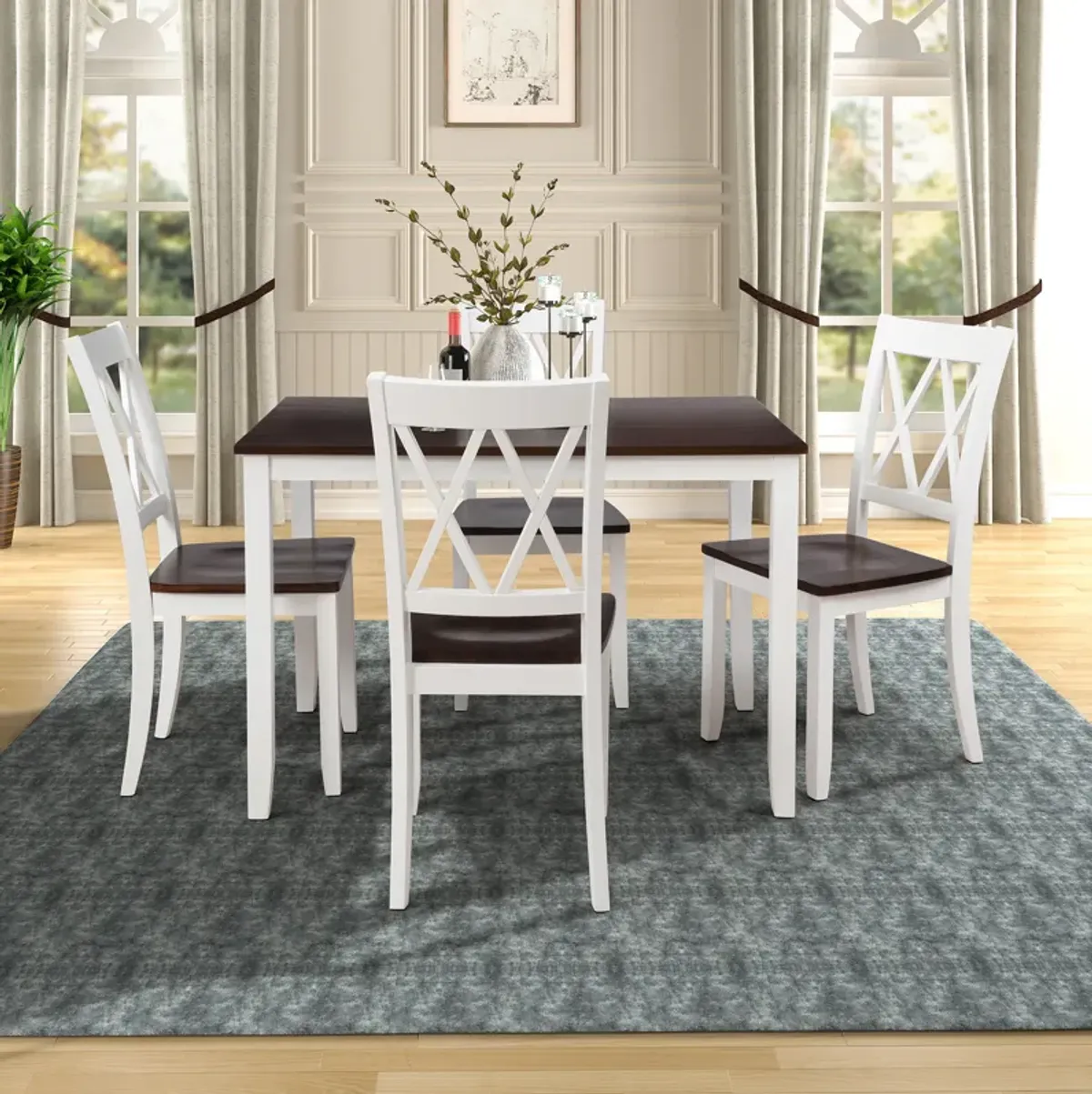 Merax Home Kitchen Dining Table Set with Chairs