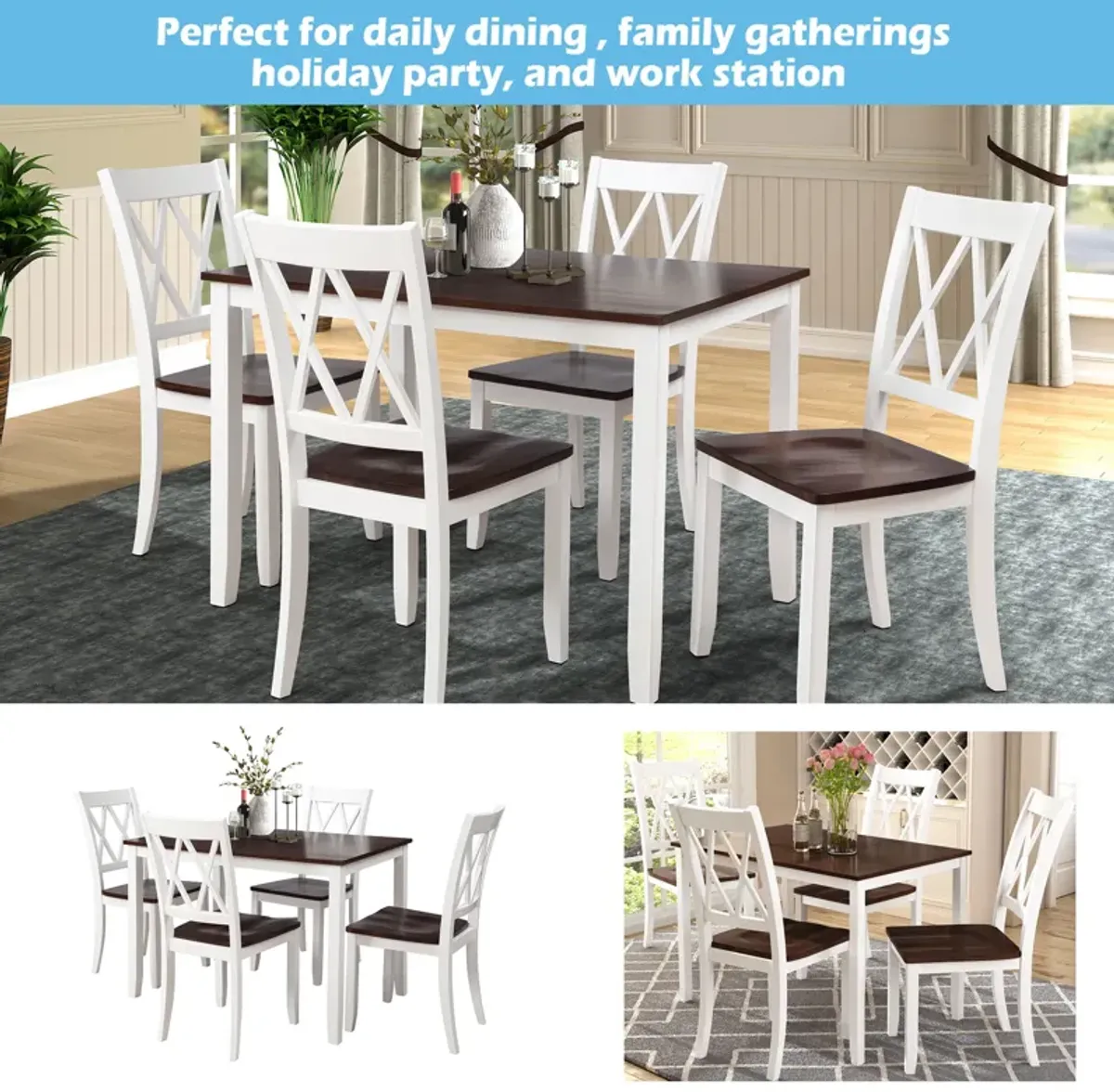 Merax Home Kitchen Dining Table Set with Chairs