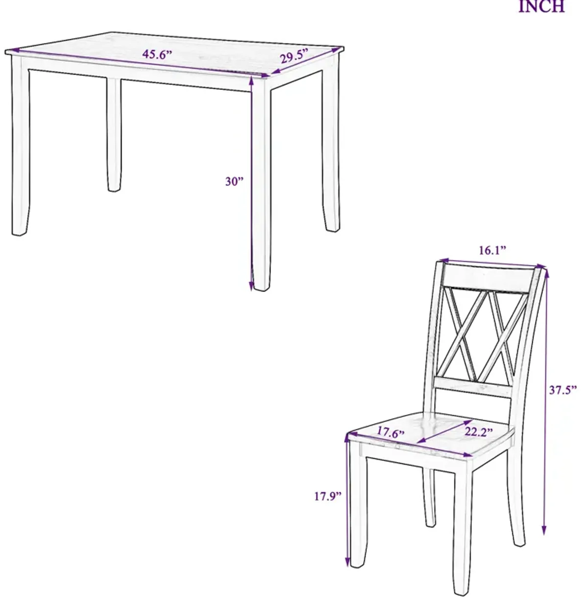 Merax Home Kitchen Dining Table Set with Chairs