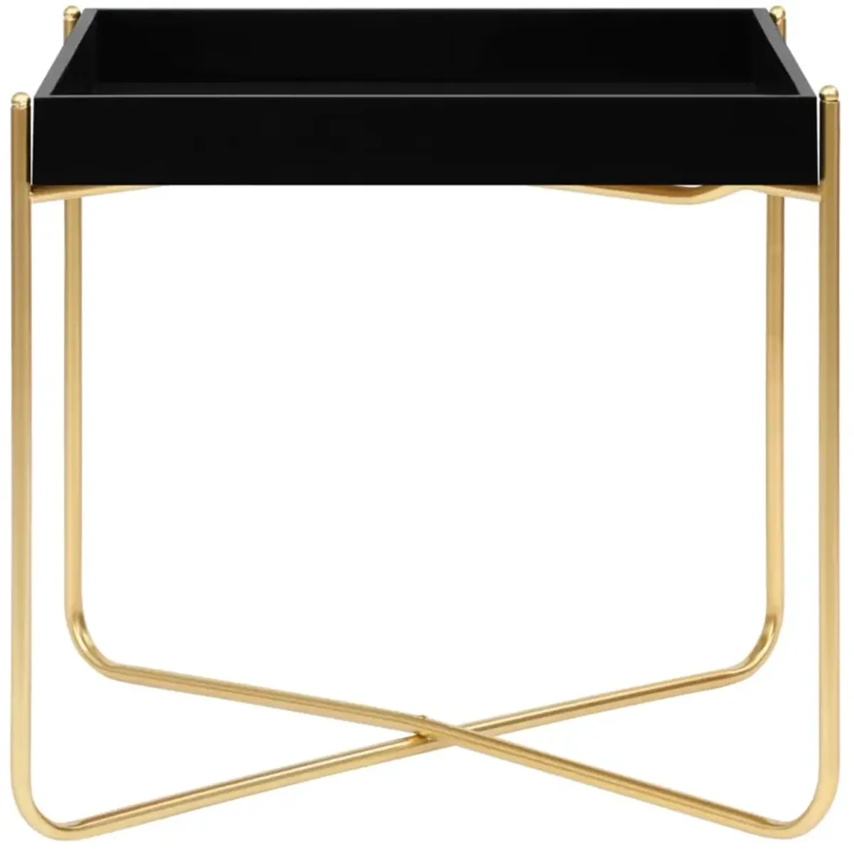 vidaXL Side Table Black and Gold 15"x15"x15.2" MDF