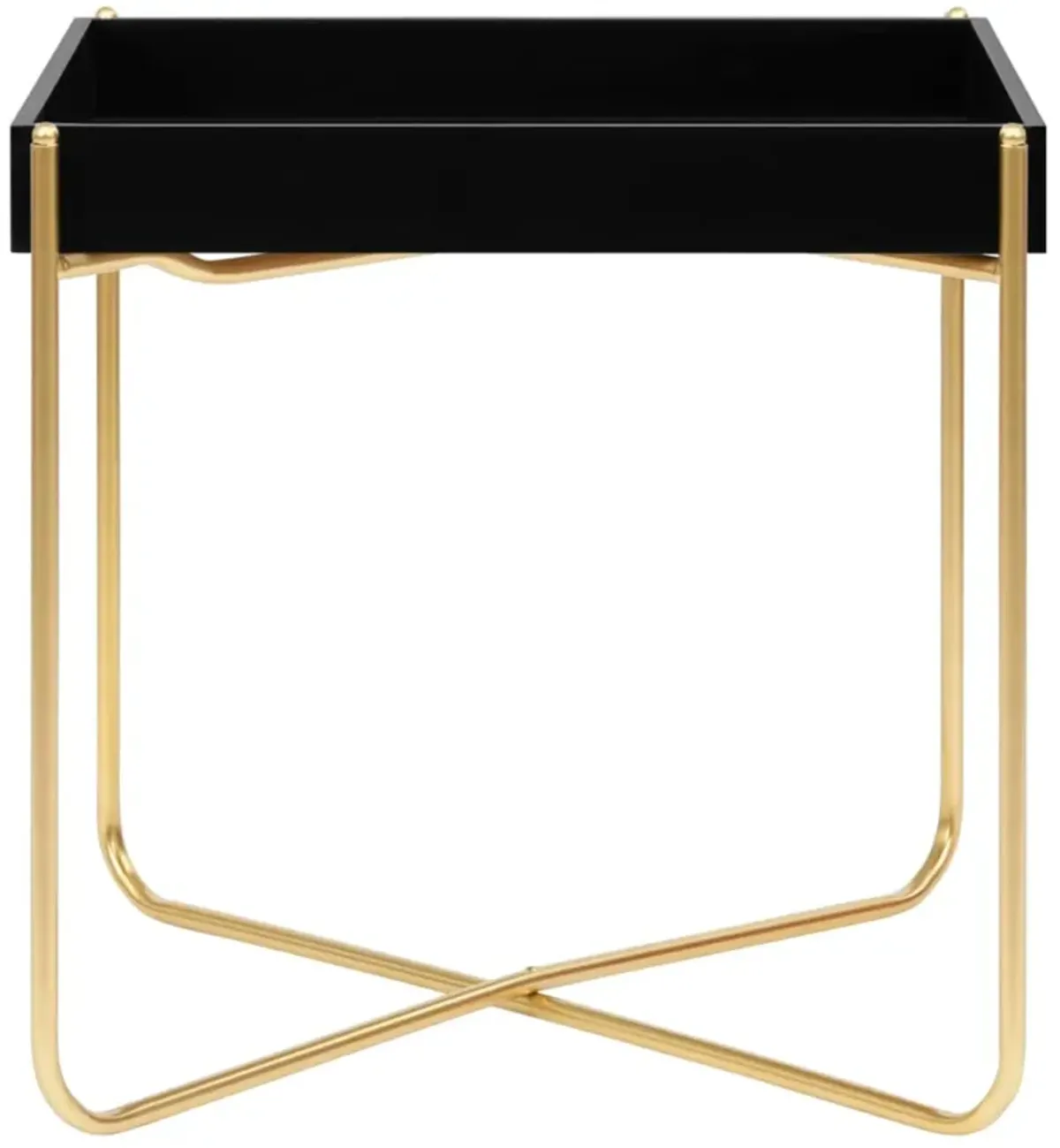 vidaXL Side Table Black and Gold 15"x15"x15.2" MDF