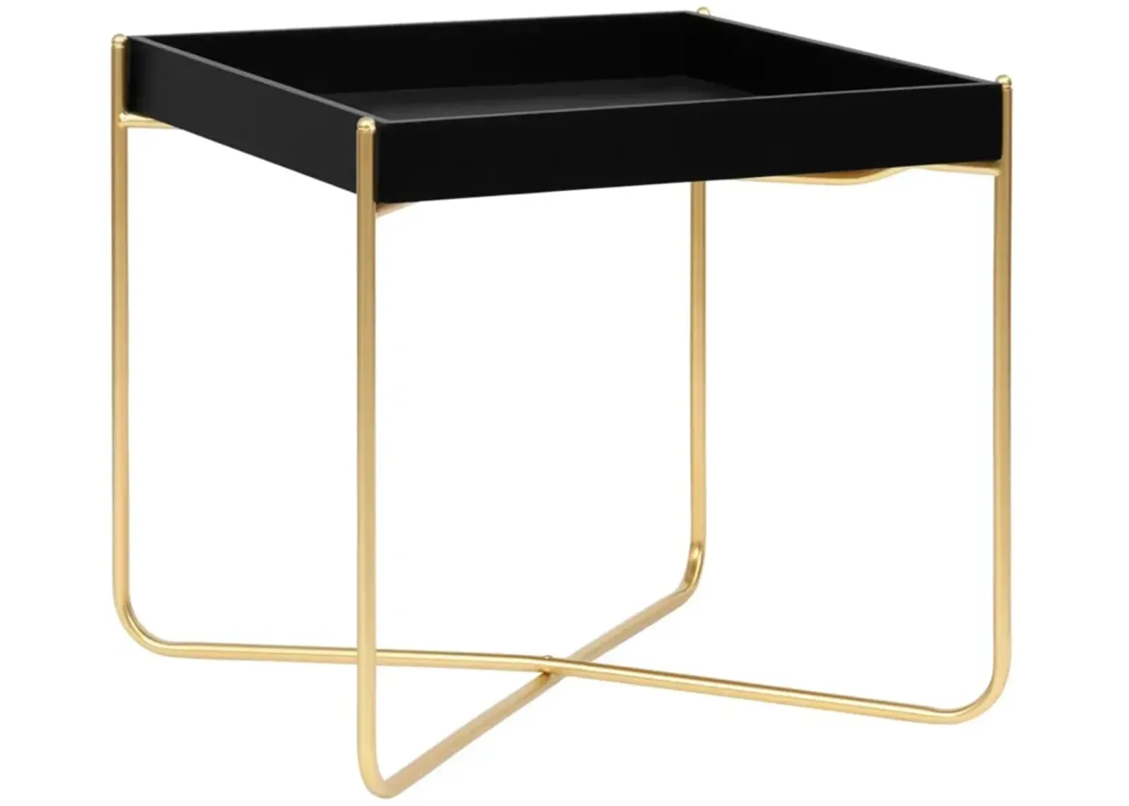 vidaXL Side Table Black and Gold 15"x15"x15.2" MDF