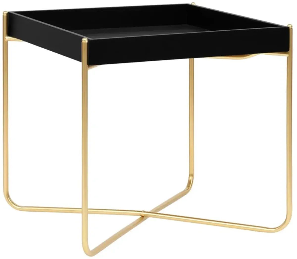 vidaXL Side Table Black and Gold 15"x15"x15.2" MDF