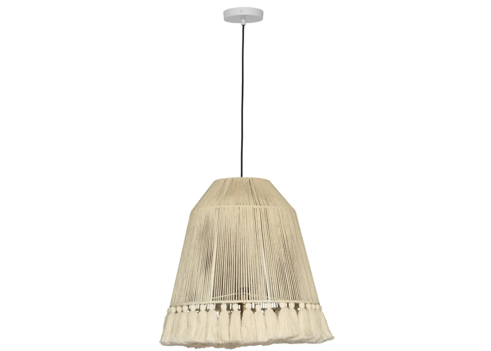 Helen White Cotton Tasseled Pendant Lamp