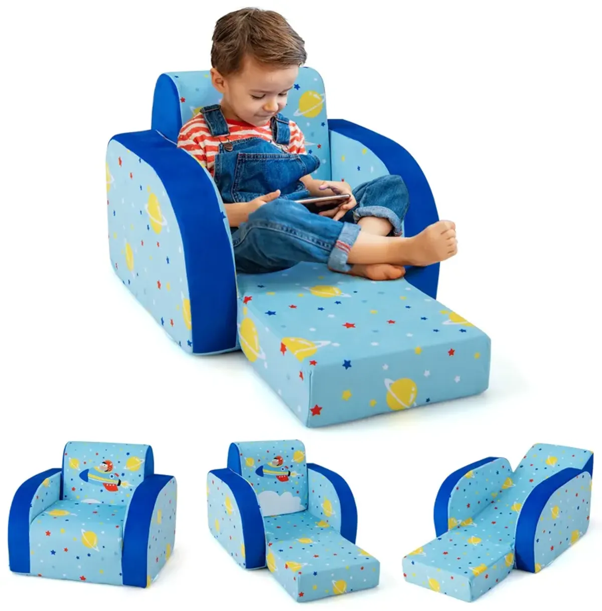 3 in 1 Convertible Flip Open Kids Sofa for Nap Play Sleep