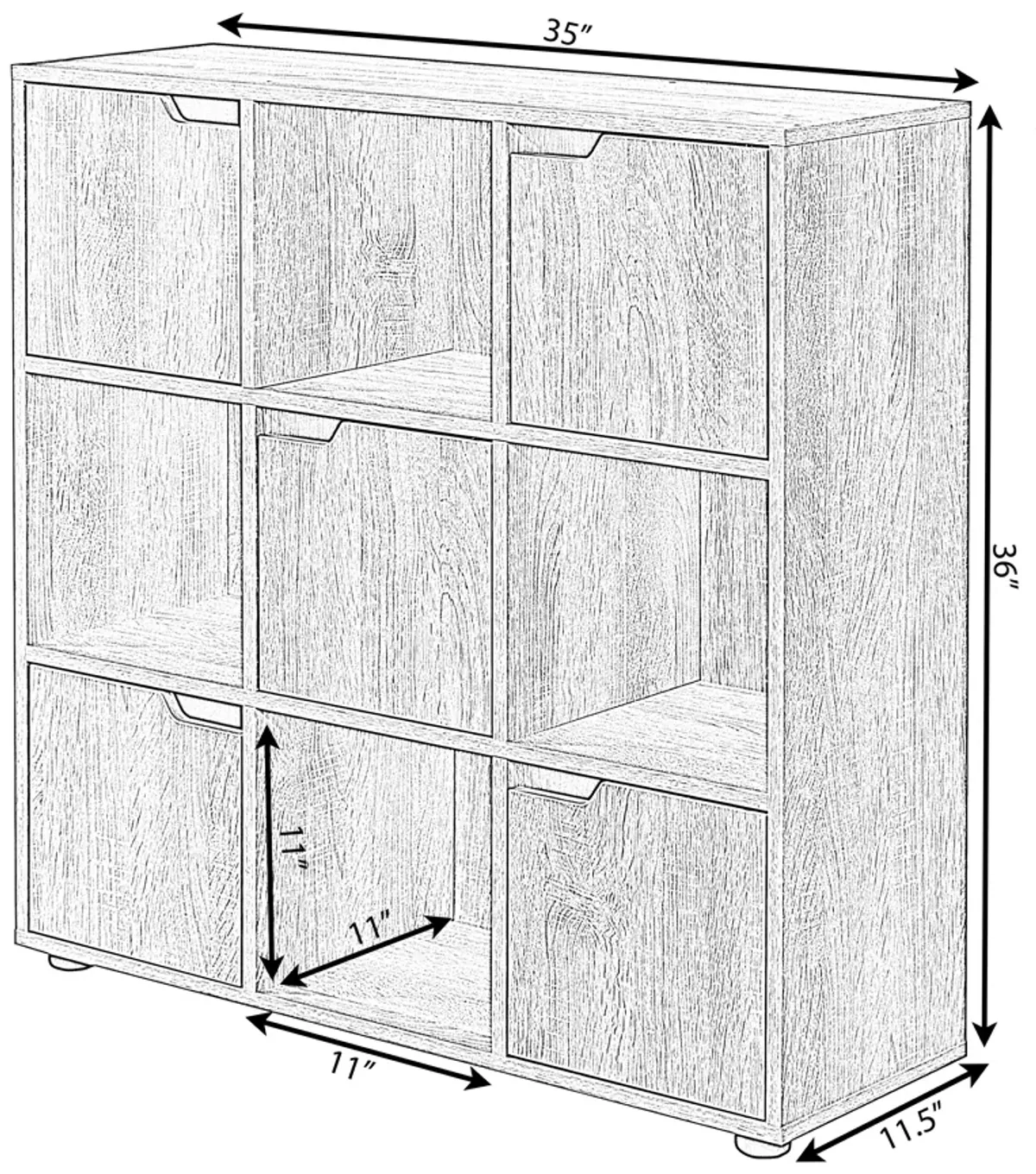 9 Cube Wooden Organizer with 5 Enclosed Doors and 4 Shelves, White