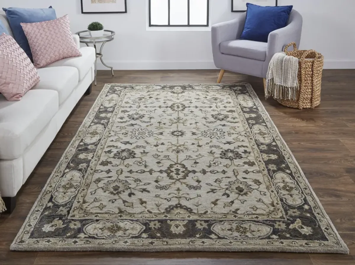 Eaton 8399F Gray/Ivory/Taupe 10' x 10' Round Rug