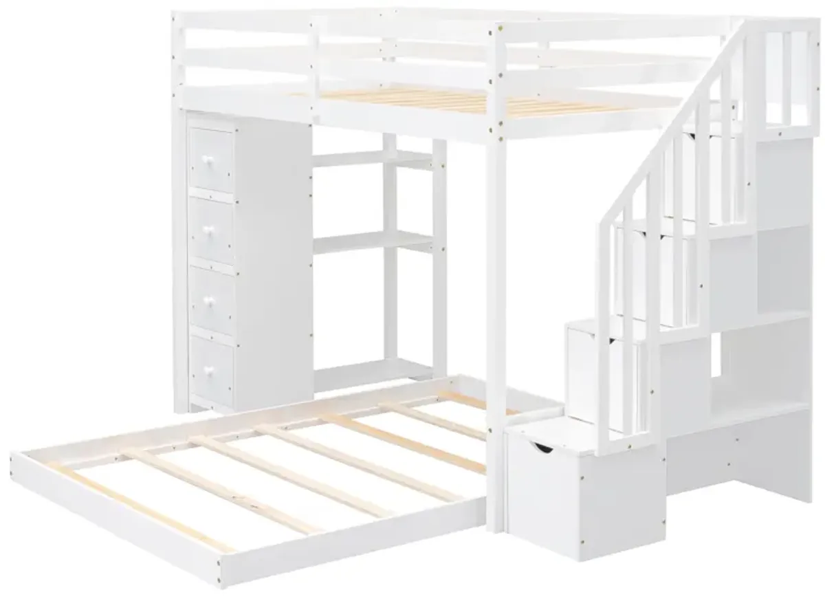 Merax Modern Bunk Bed with 3-layer Shelves