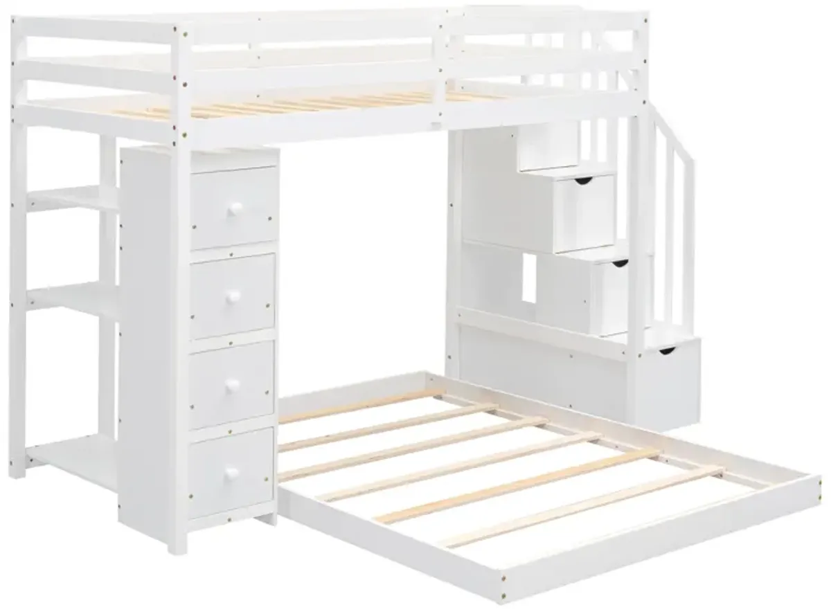 Merax Modern Bunk Bed with 3-layer Shelves