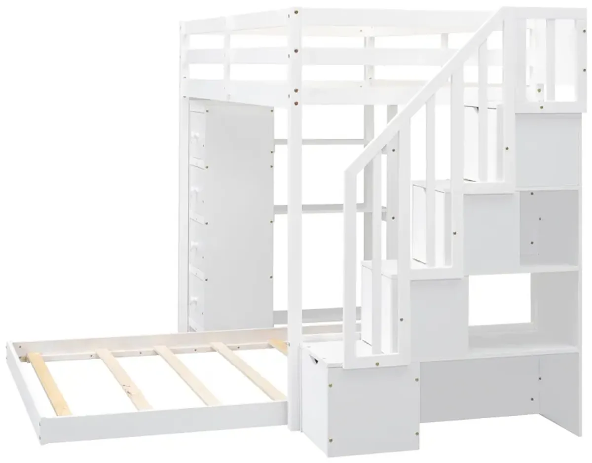 Merax Modern Bunk Bed with 3-layer Shelves