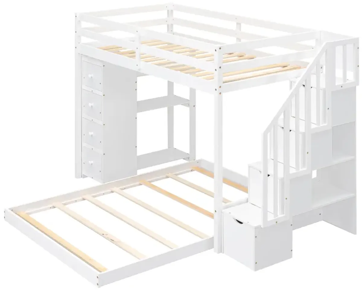 Merax Modern Bunk Bed with 3-layer Shelves