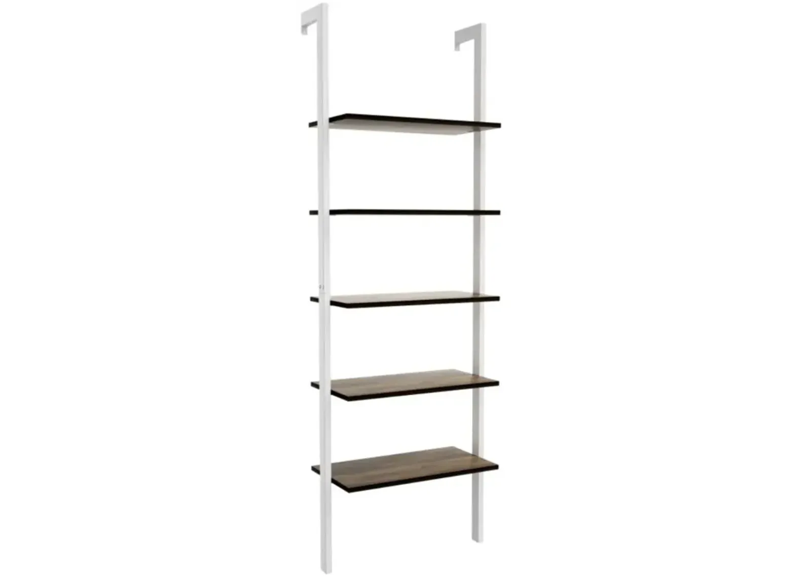 Hivvago 5-Tier Wood Look Ladder Shelf with Metal Frame for Home