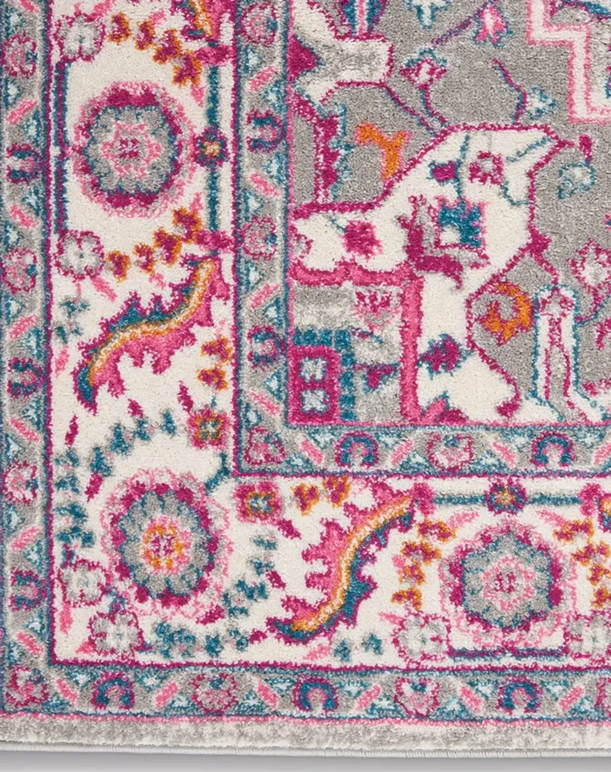 Passion PSN20 Light Gray/Pink 5' x Round Rug