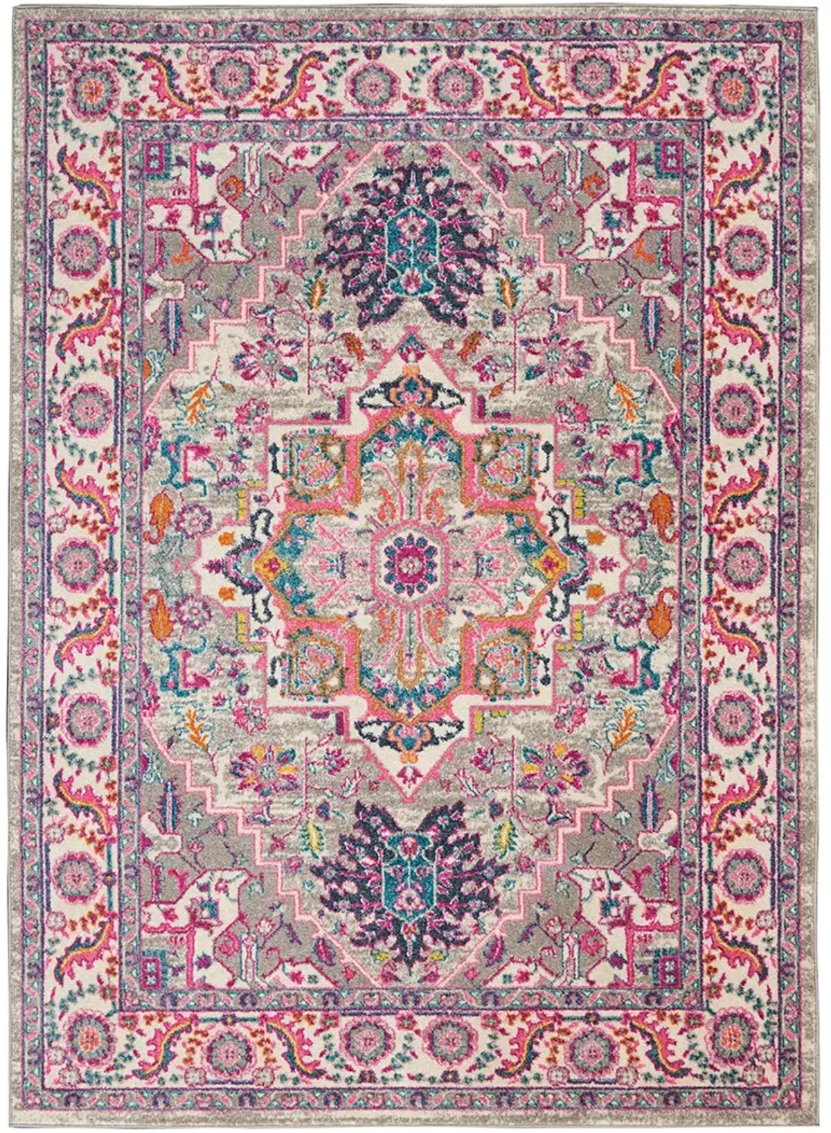 Passion PSN20 Light Gray/Pink 5' x Round Rug