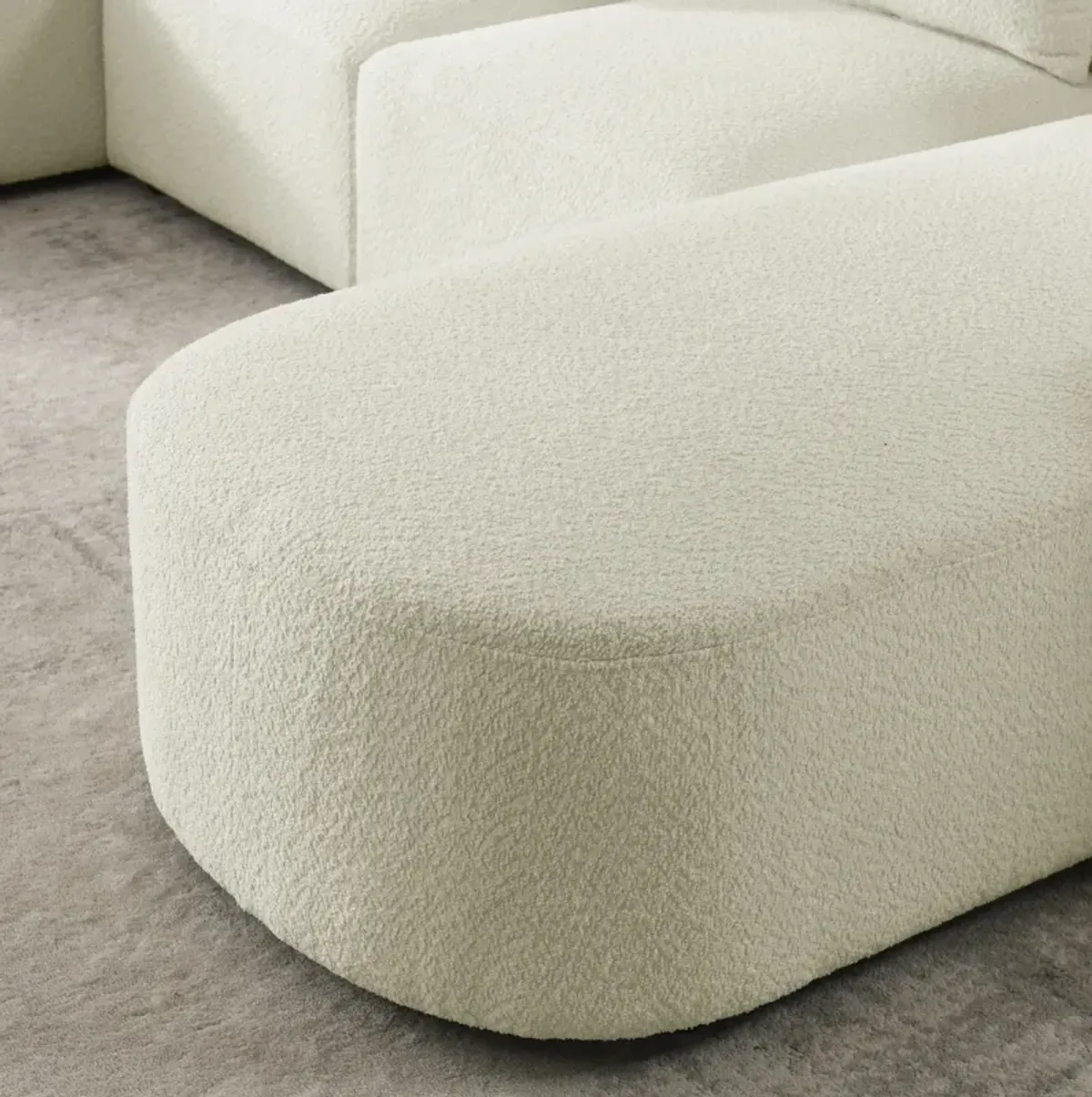 Modular L-Shaped Sofa with Chaise & Ottoman in Loop Yarn Fabric