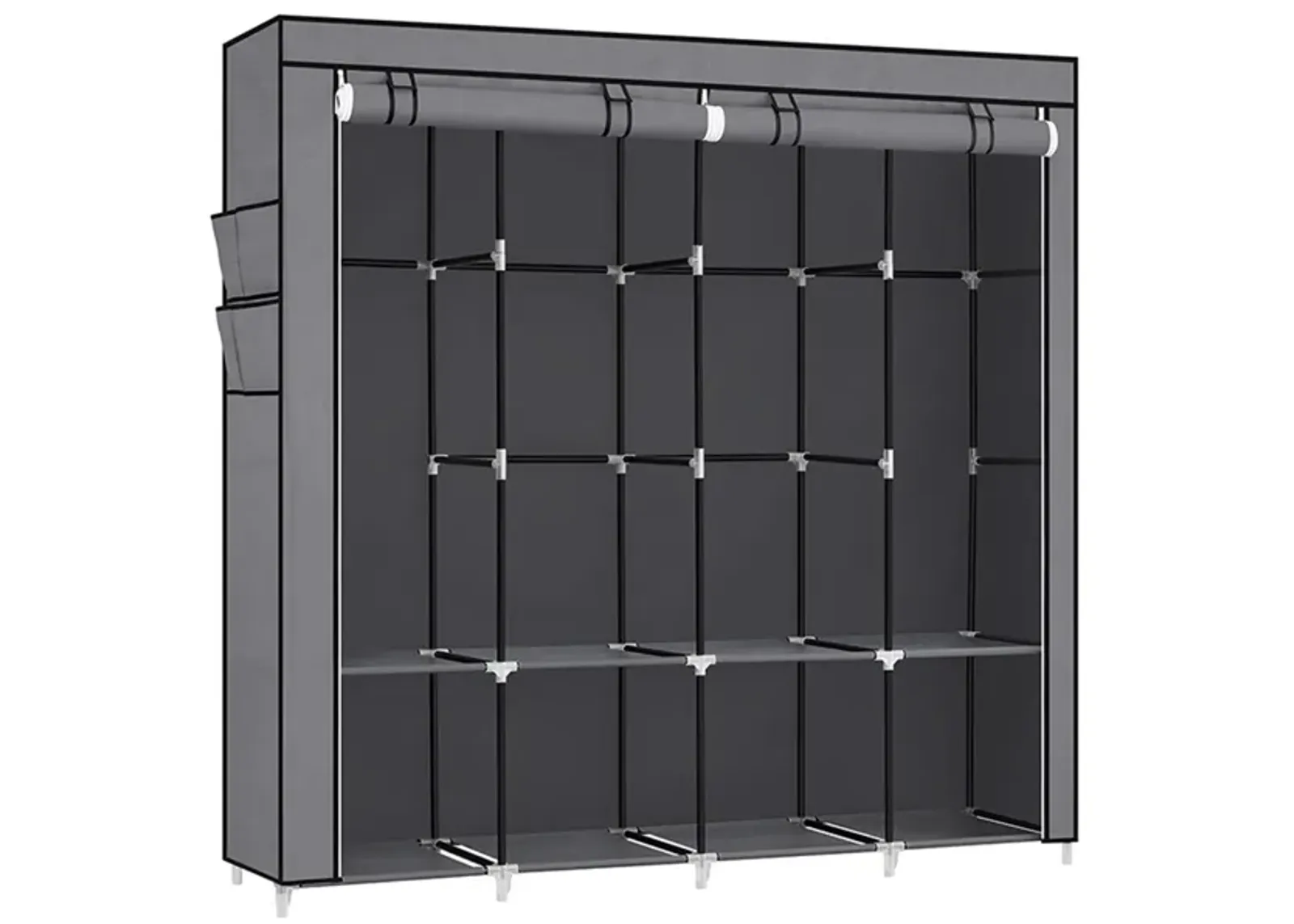 Portable Closet with Cover 4 Hanging Rods and Shelves