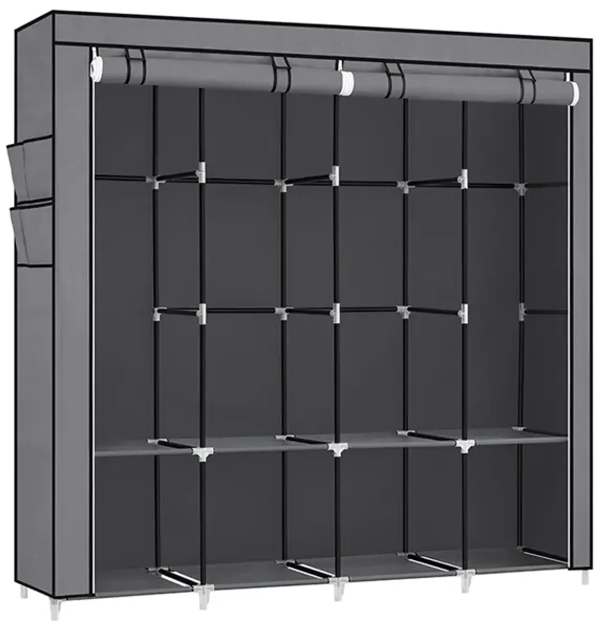 Portable Closet with Cover 4 Hanging Rods and Shelves