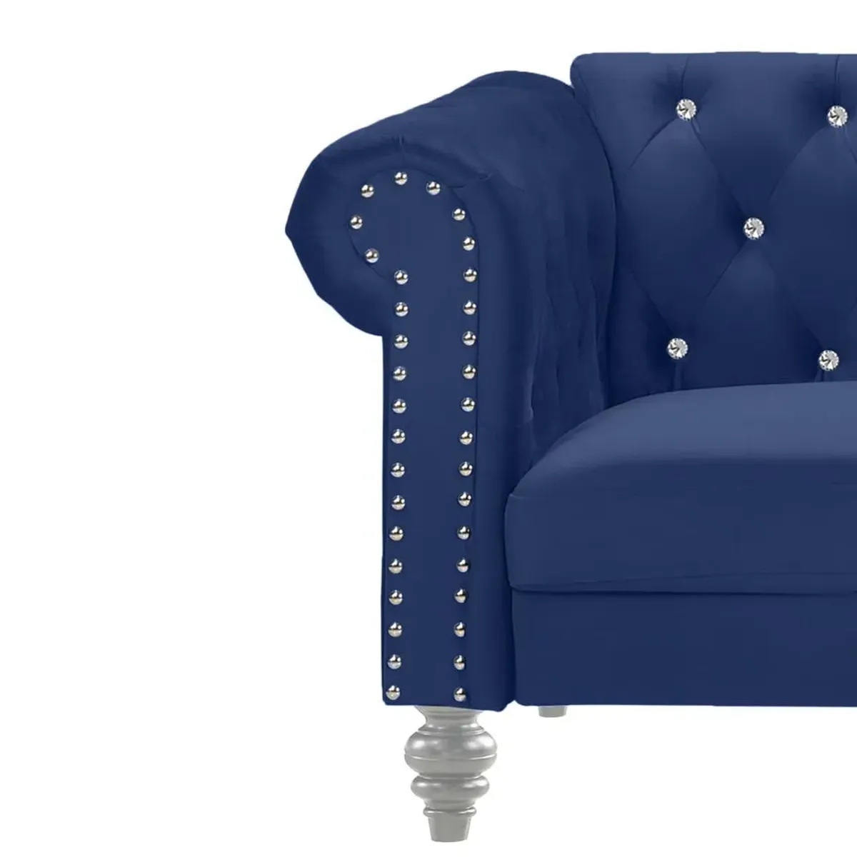 New Classic Furniture Furniture Emma Velvet Fabric Sofa with Rolled Arms in Royal Blue