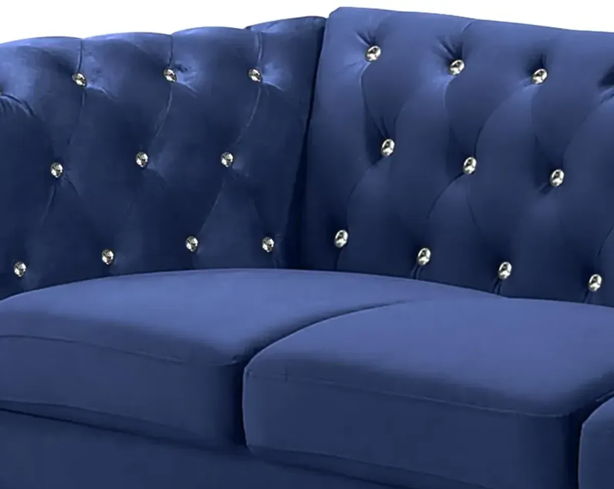 New Classic Furniture Furniture Emma Velvet Fabric Sofa with Rolled Arms in Royal Blue