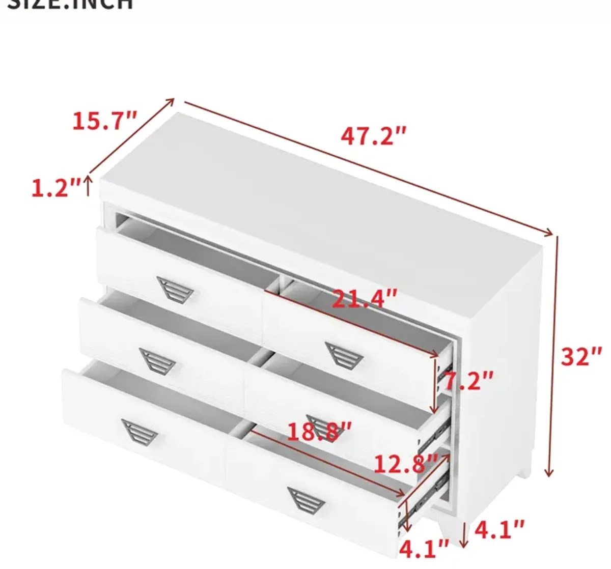 Merax Elegant Dresser Cabinet with 6 Drawers