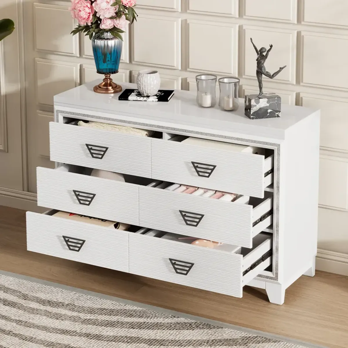 Merax Elegant Dresser Cabinet with 6 Drawers