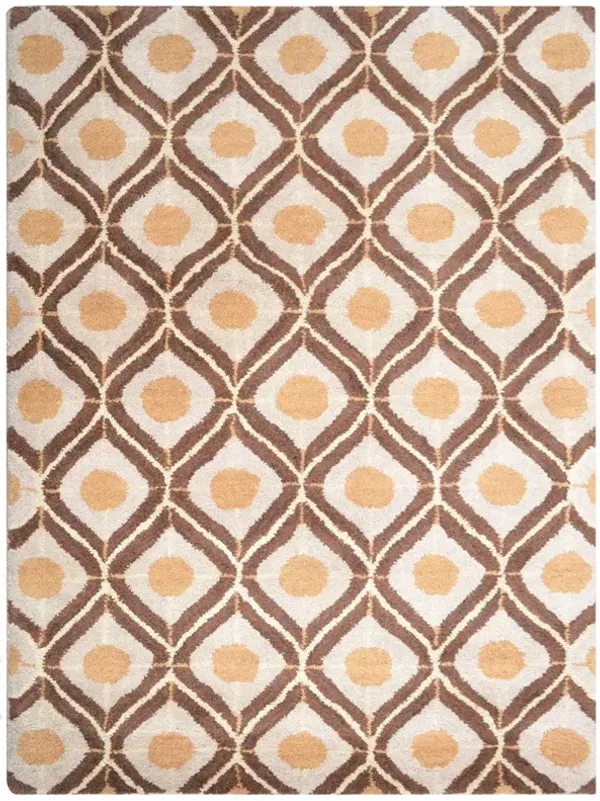 RUGSOTIC CARPETS HAND TUFTED WOOL ECO-FRIENDLY AREA RUGS  - 9'x12', Rectangle Shape, Beige & Brown, Geometric Modern Design, High Pile Handmade Area Rugs for Living Room, Bed Room (K00724)