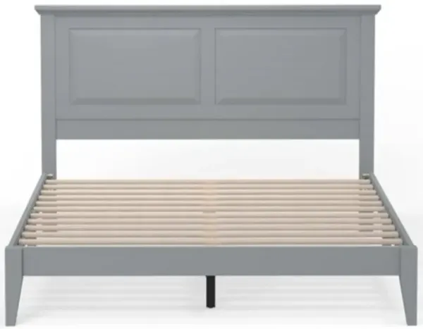 Hivvago Queen Traditional Solid Oak Wooden Platform Bed Frame with Headboard in Grey