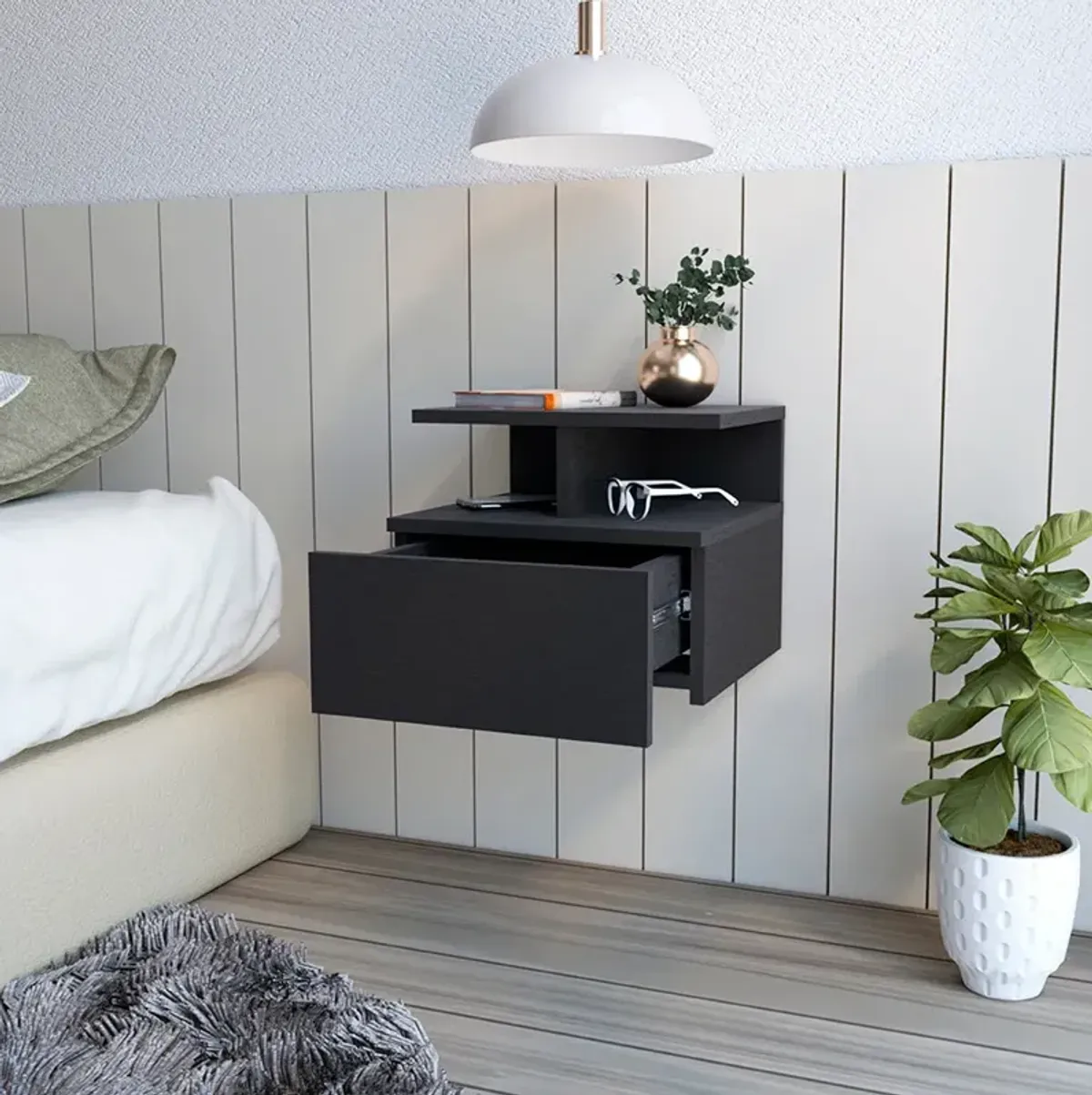 Nightstand Floating Flopini, Bedroom, Black