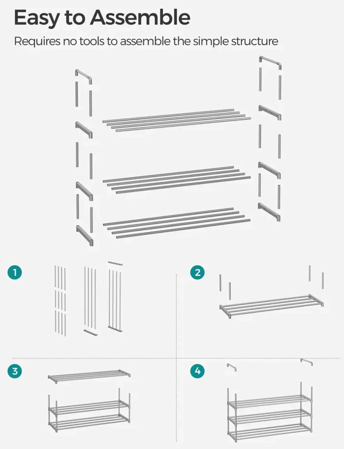 2-Tier Metal Shoe Rack - Storage Shelf Organizer for Entryway