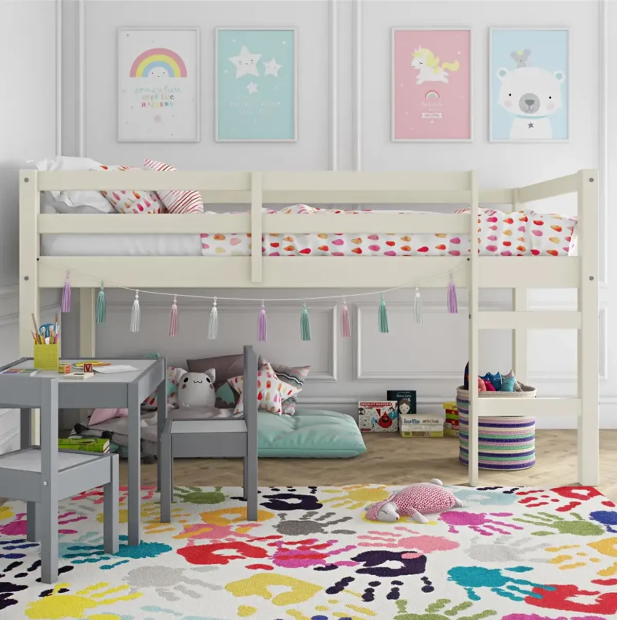 DHP Milton Junior Twin Size Wooden Loft Bed for Kids