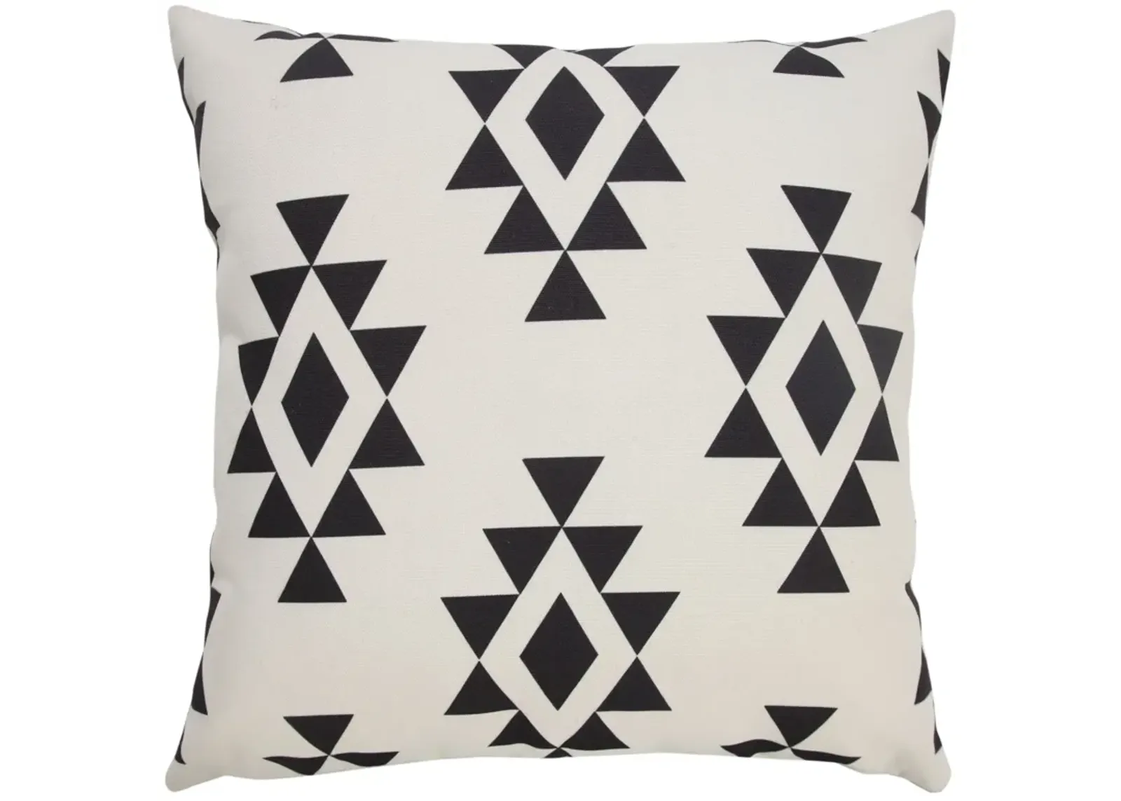 20" Black and Cream Geometric Square Outdoor Patio Throw Pillow