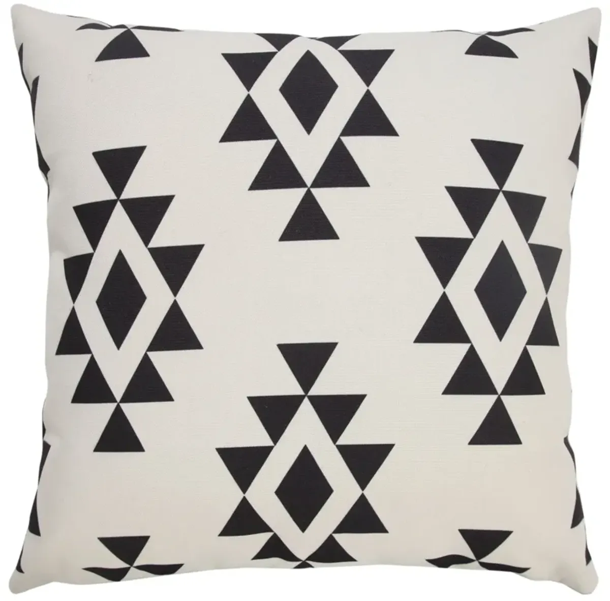 20" Black and Cream Geometric Square Outdoor Patio Throw Pillow