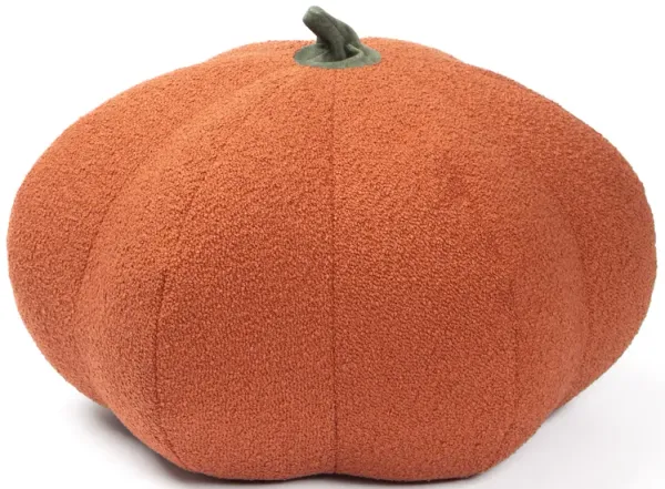 Jaxx Pumpkin Pouf - Luxurious Ottoman for Fall & Halloween Décor - Boucle Terra Cotta
