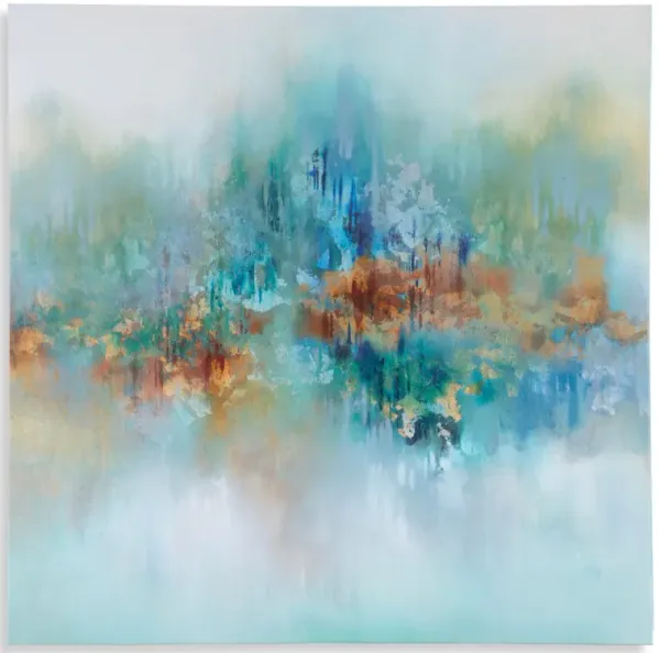 36 x 36 Modern Wall Art Painting, Giclee Frameless Canvas, Green Brown