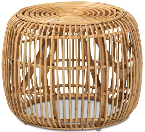Baxton Studio Maverick Modern Bohemian Natural Brown Rattan End Table