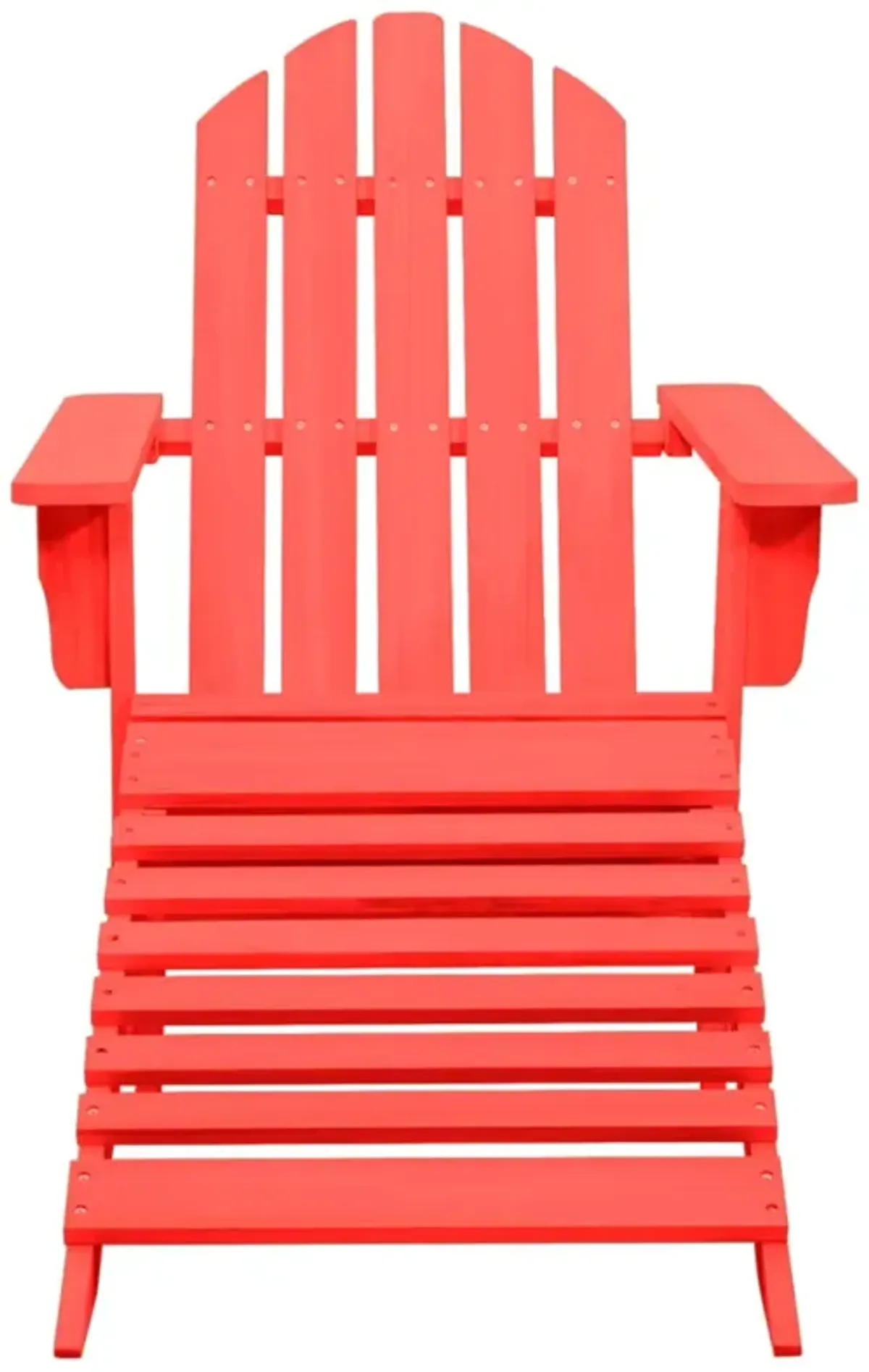 vidaXL Solid Fir Wood Adirondack Patio Chair with Detachable Ottoman, Red - Classy, Comfortable Outdoor Seating