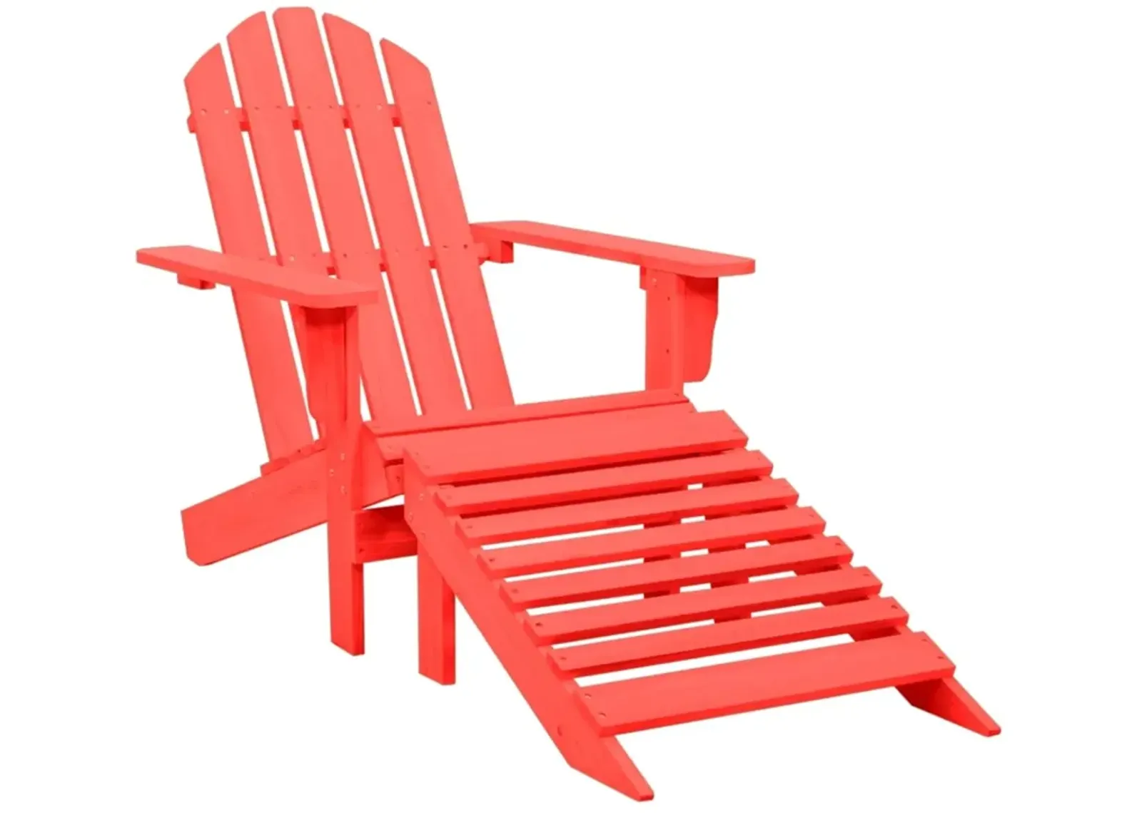 vidaXL Solid Fir Wood Adirondack Patio Chair with Detachable Ottoman, Red - Classy, Comfortable Outdoor Seating