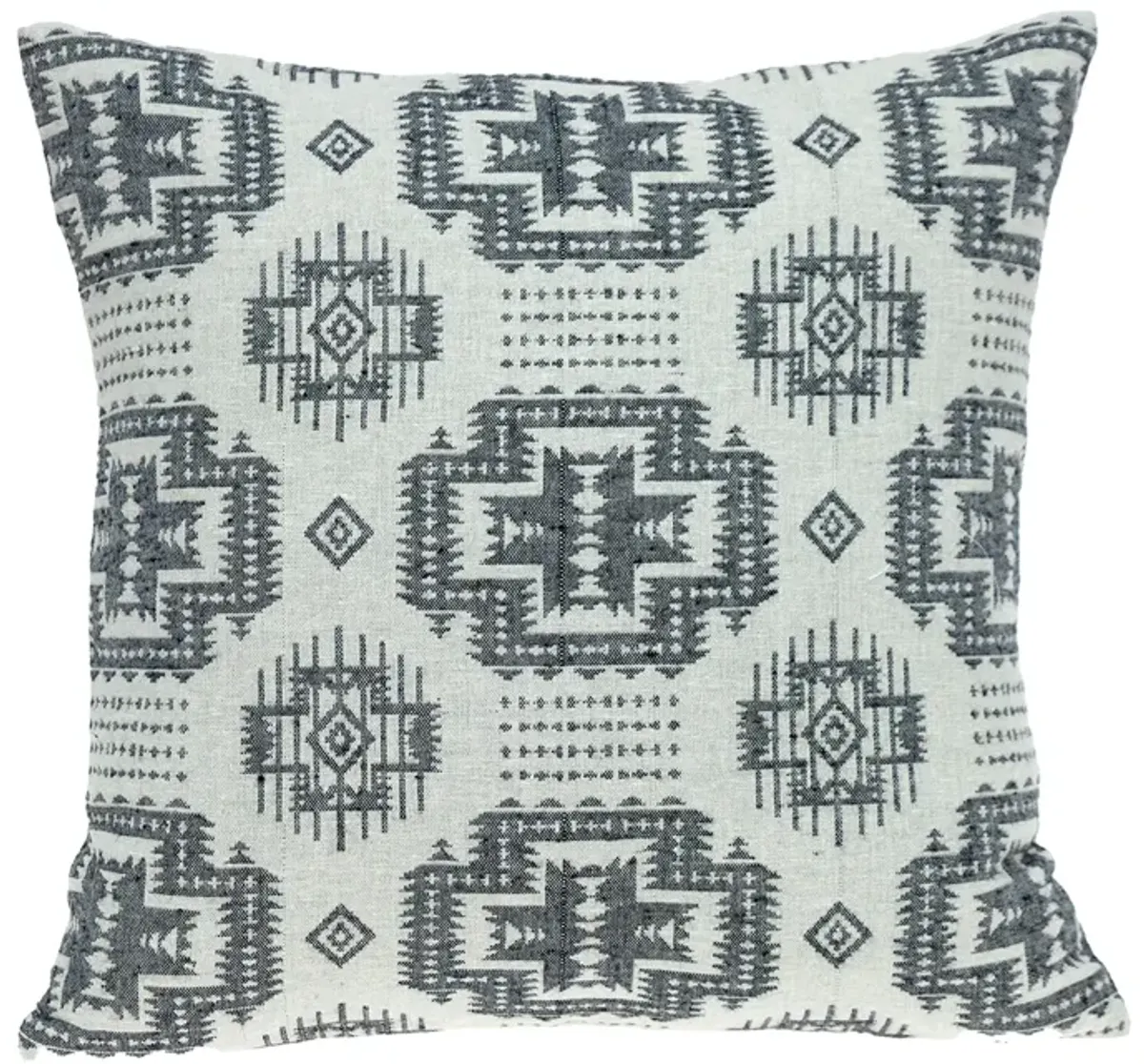 16" Beige Transitional Ethnic Patterned Throw Pillow