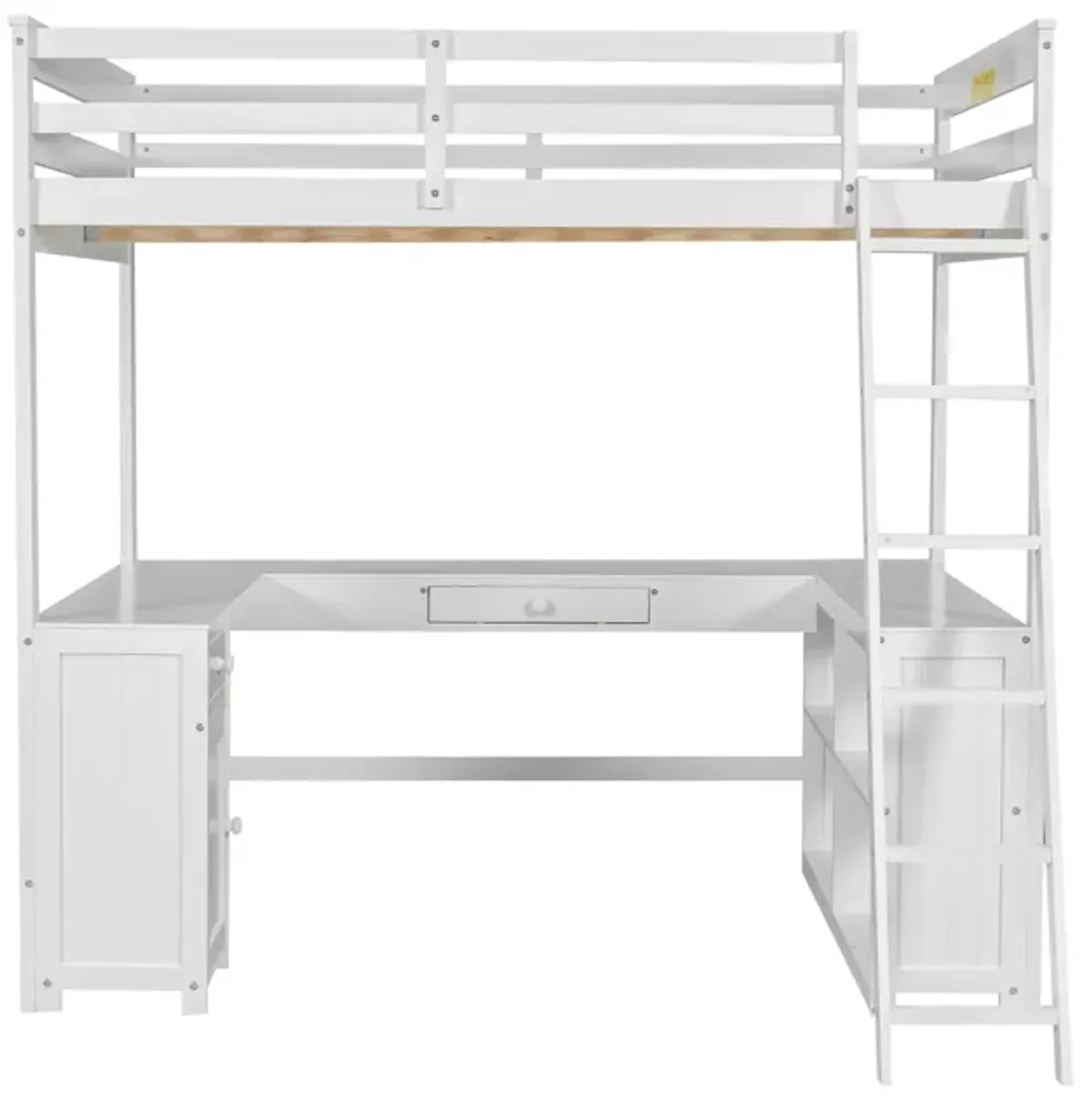 Merax Loft Bed with Desk  and Storage Shelves