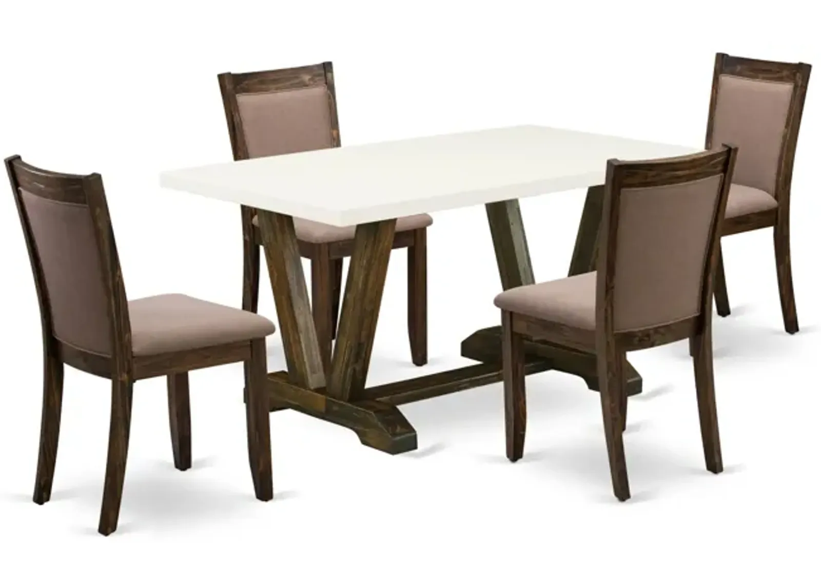 East West Furniture V726MZ748-5 5Pc Dining Set - Rectangular Table and 4 Parson Chairs - Multi-Color Color