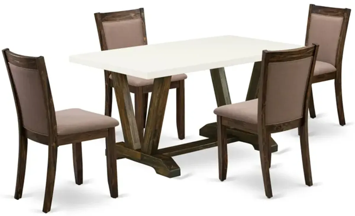 East West Furniture V726MZ748-5 5Pc Dining Set - Rectangular Table and 4 Parson Chairs - Multi-Color Color