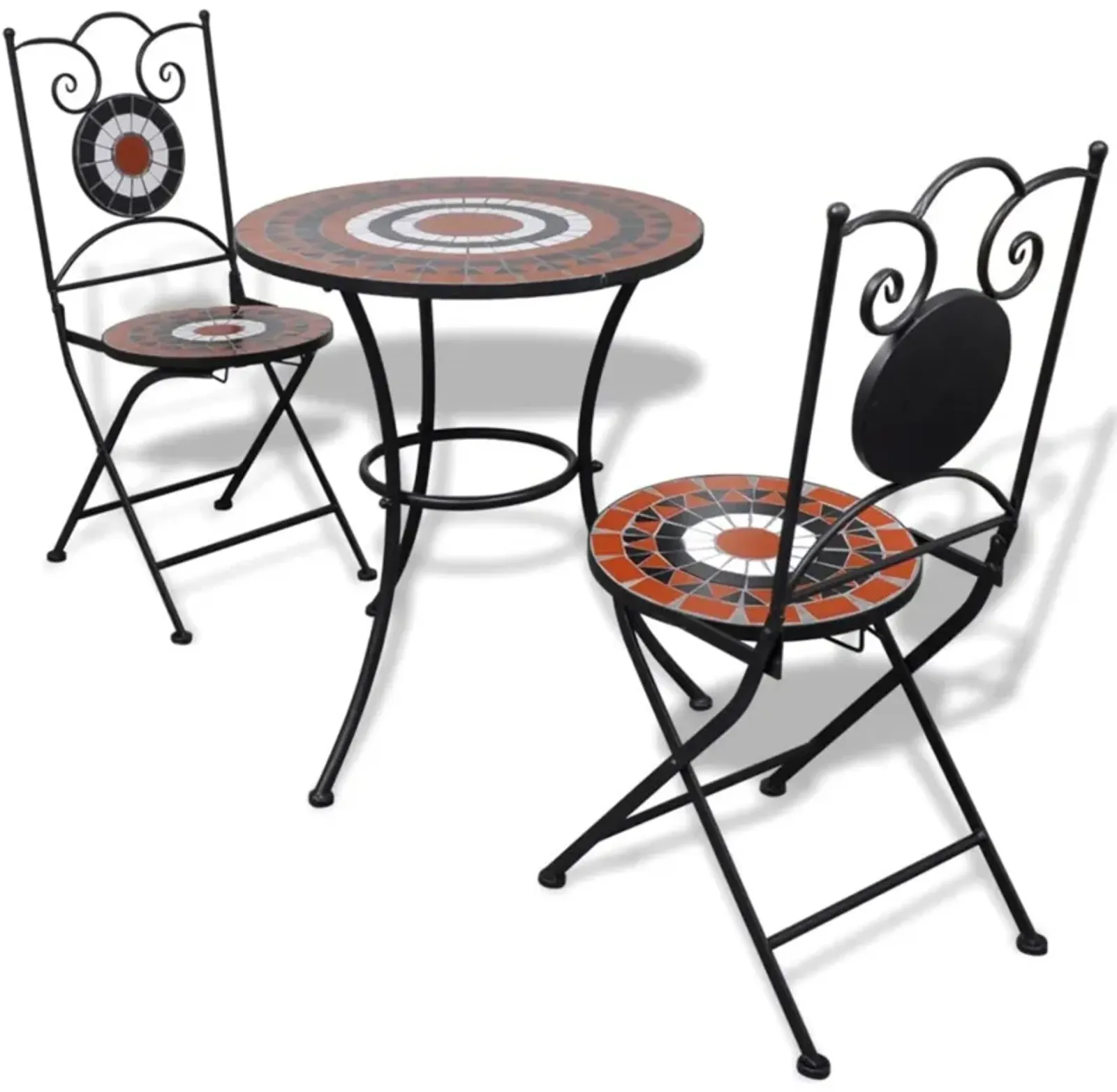 vidaXL 3 Piece Bistro Set Ceramic Tile Terracotta and White