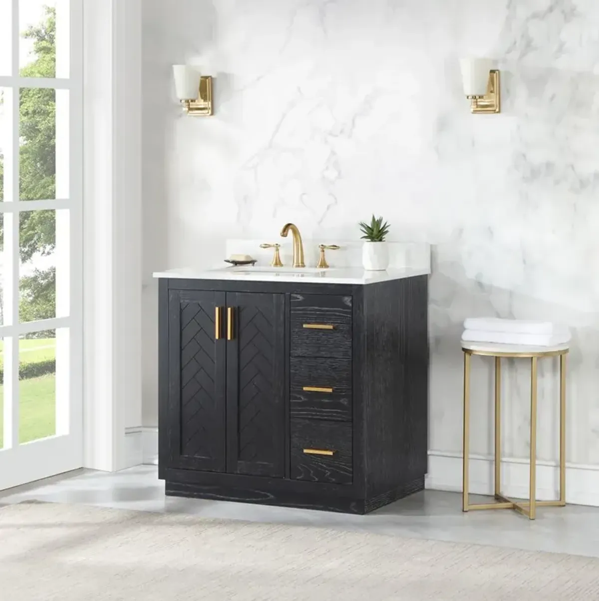 Altair 36 Single Bathroom Vanity Set in Black Oak without Mirror