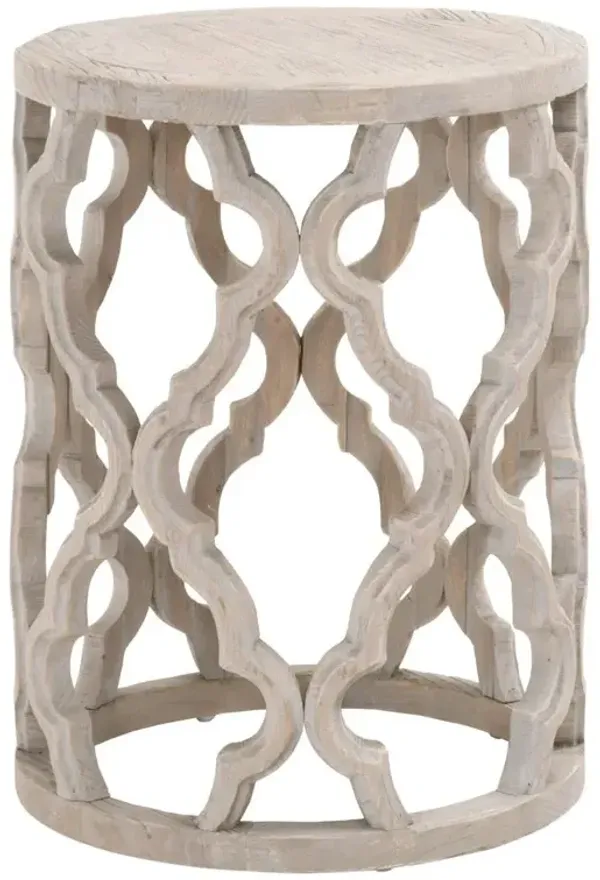 Belen Kox Smoke Gray Elm Clover Carved End Table, Belen Kox