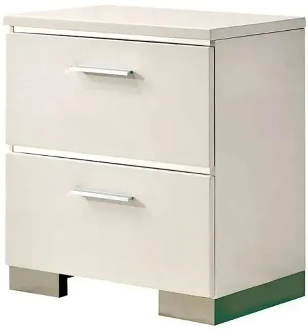 Streamdale High Gloss White Nightstand with USB Charger