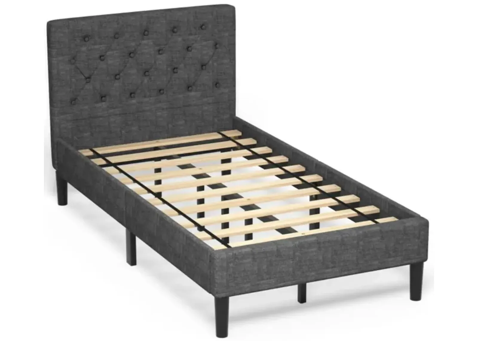 Hivvago Upholstered Bed Base with Button Stitched Headboard