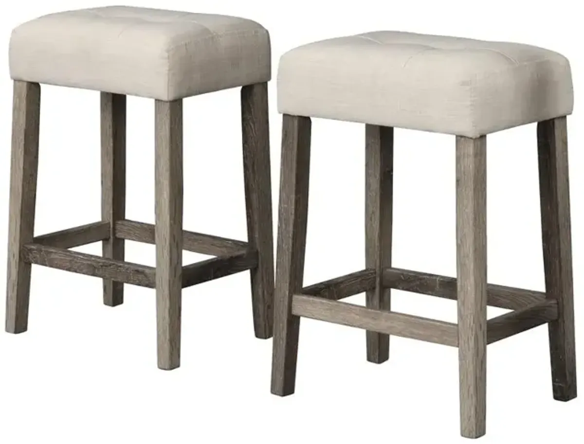 Best Master Furniture Yosef 24" Wood Counter Stool in Oak (Set of 2)