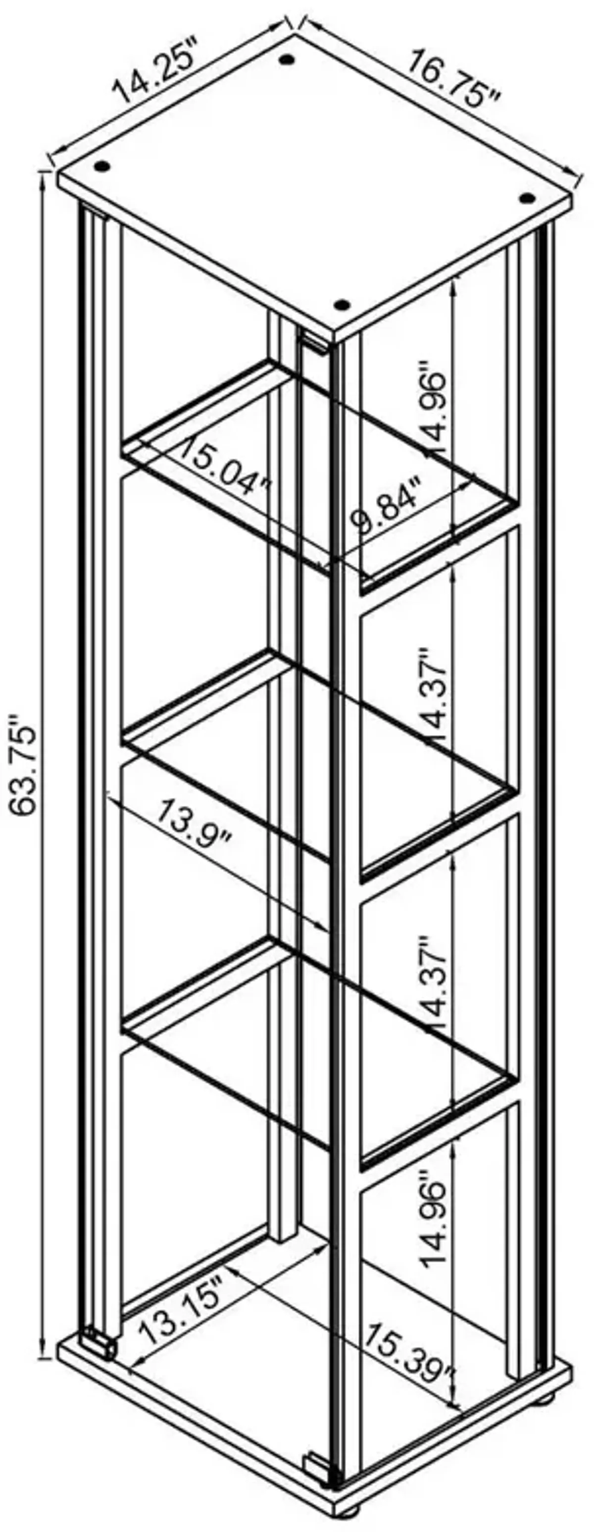 Coaster Cyclamen 4-shelf Glass Curio Cabinet Black and Clear